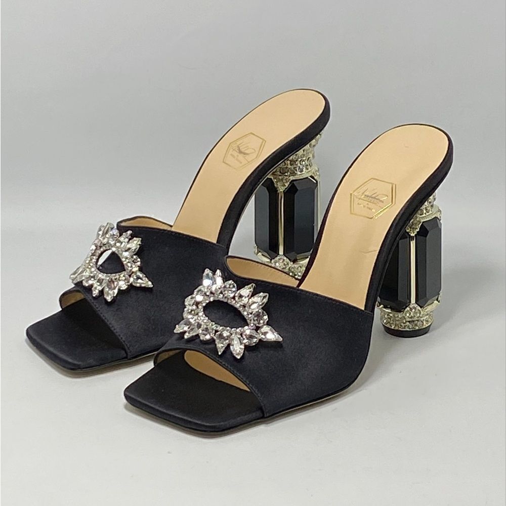 Nalebe Eureka Aurum Crystal-Embellished Mules size 38